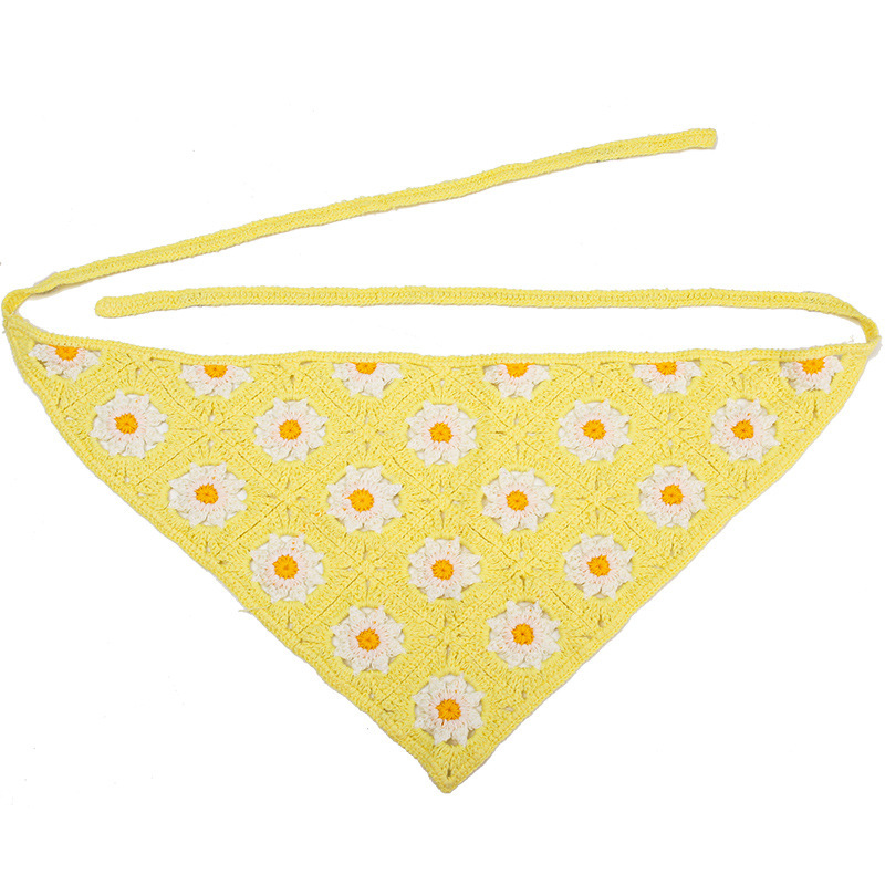 Francia cereza toallas triangulares mujeres primavera y otoño viajes padres-hijos gancho de punto flores hueco pañuelo de arte correa de pelo gorro