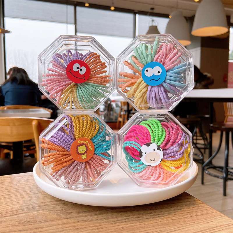 50根春天糖果色不傷發小號兒童發繩高彈力女童紮頭發皮筋頭繩