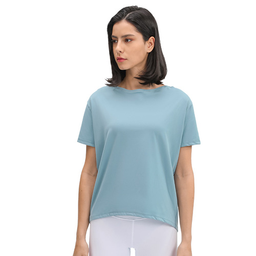 A new cross-border double-sided brushed loose sports short-sleeved women's running fitness yoga wear simple t-shirt on behalf of