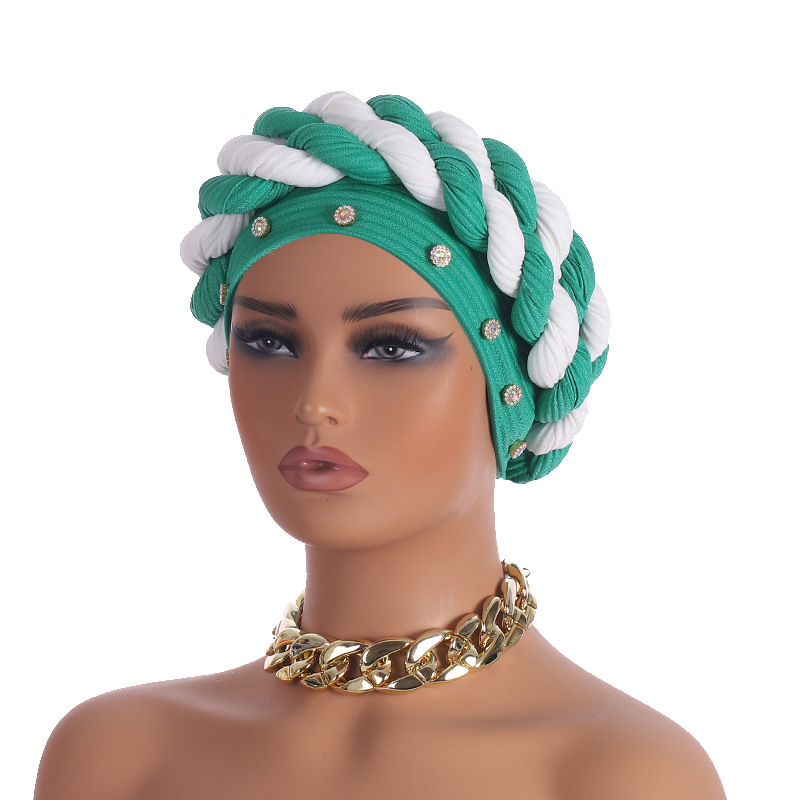 Novi čavli na rubu šešira, dijamantne trake u boji, pletena marama u dvije boje, šešir, pokrivalo za glavu._voghion.com