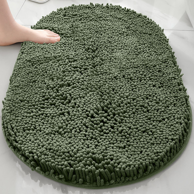 Alfombra absorbente de baño de chenilla ovalada Alfombra de pie de puerta de baño Alfombra antideslizante de entrada de baño Alfombra de dormitorio