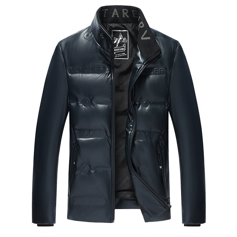 Зимний кожаный пуховик Haining, Мужская короткая куртка из овчины, утепленный теплый пуховик, высококачественный пуховик, пальто