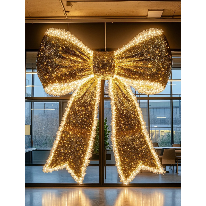 Navidad y Año Nuevo atmósfera decoración de arco luminoso gigante en la puerta del centro comercial arco supergrande