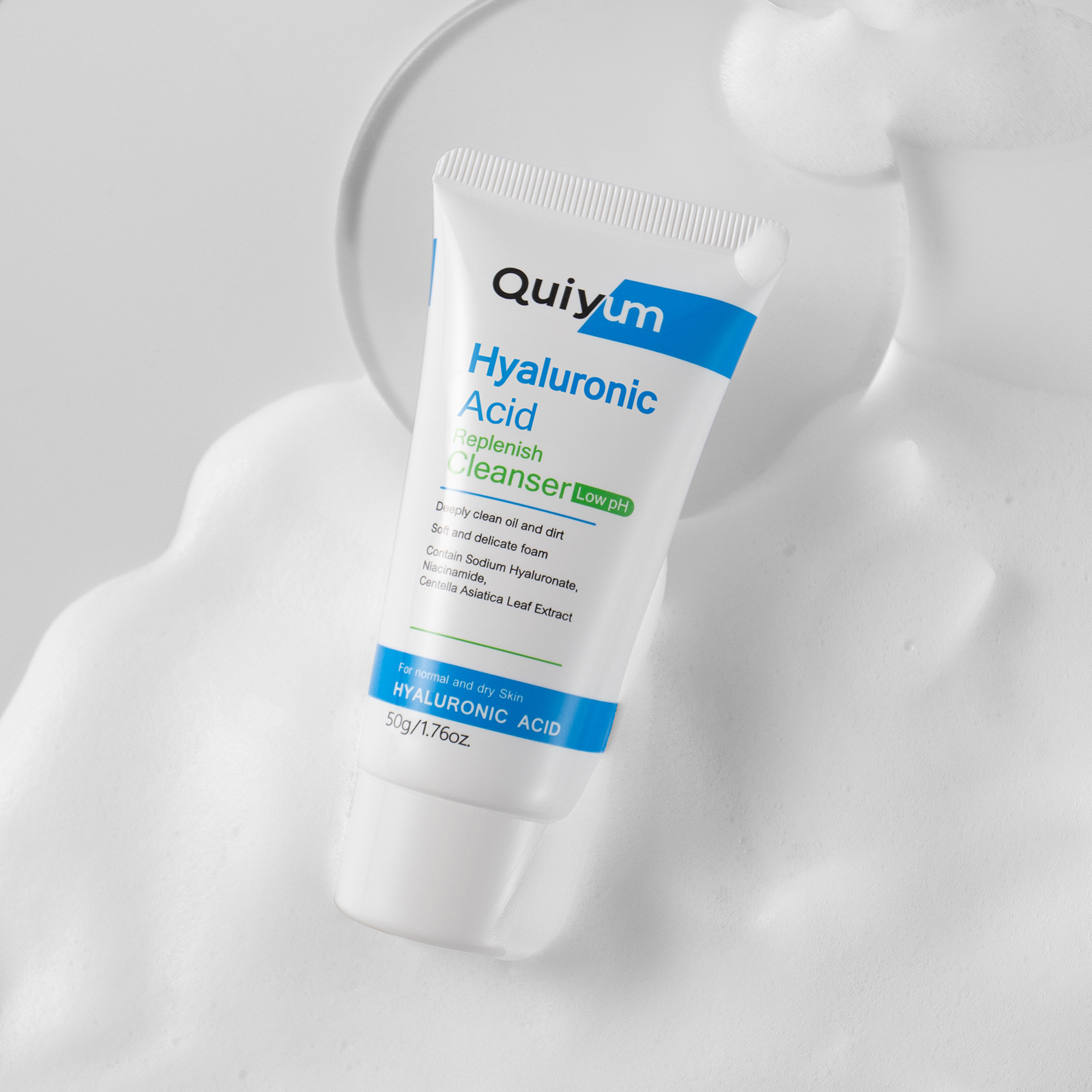 Cross-border QUIYUM Hyaluronic acid Facial Cleanser 50g hydrating and moisturizing facial Cleanser skin care product manufacturer in stock wholesale undefined
