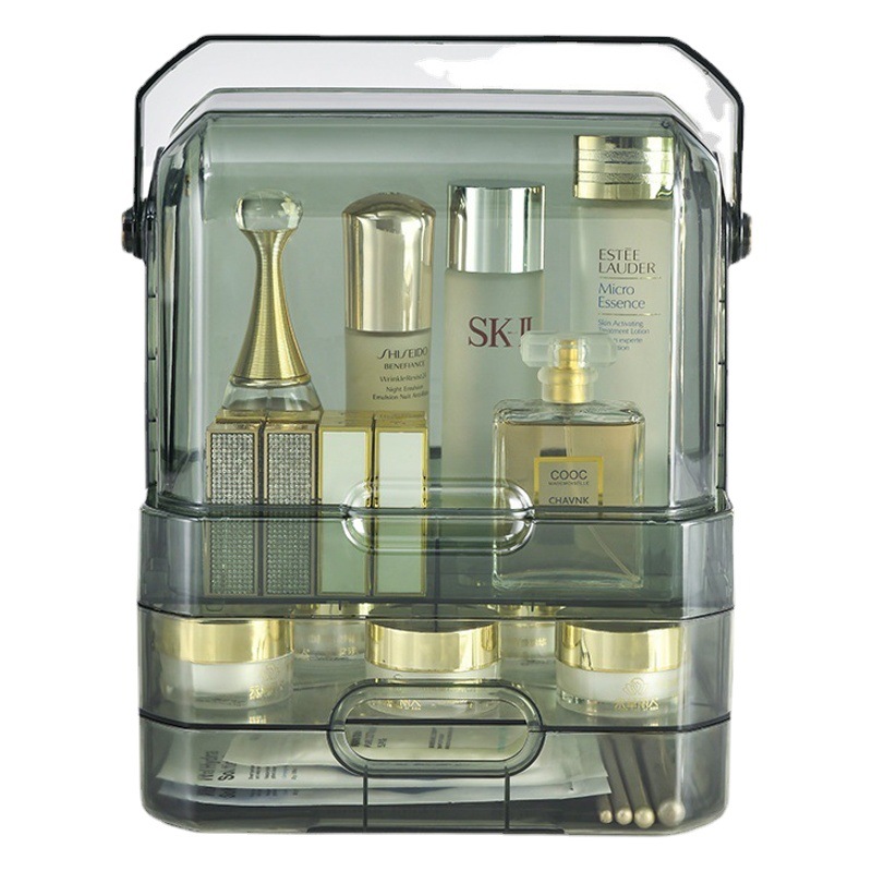 Cosméticos caja de almacenamiento hogar de gran capacidad al por mayor transparente de escritorio productos de cuidado de la piel lápiz labial joyería a prueba de polvo caja de acabado