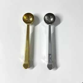 创意304不锈钢咖啡量勺挖球器雪糕勺二合一勺子带密封固定夹子