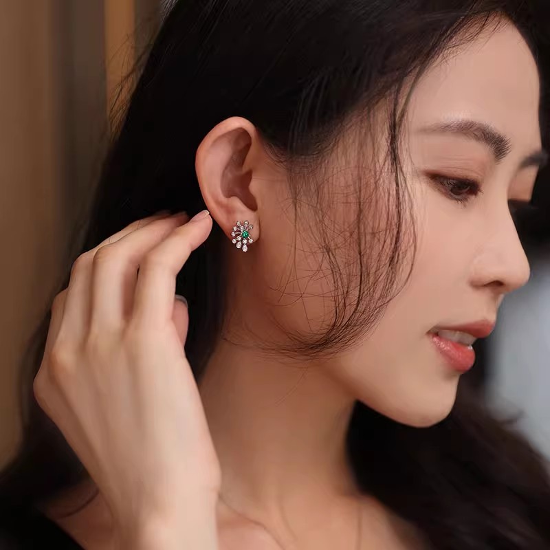 Copper Material Water Droplets Pattern 1 Pair Elegant Glam Luxurious Water Droplets Copper Zircon Ear Studs
