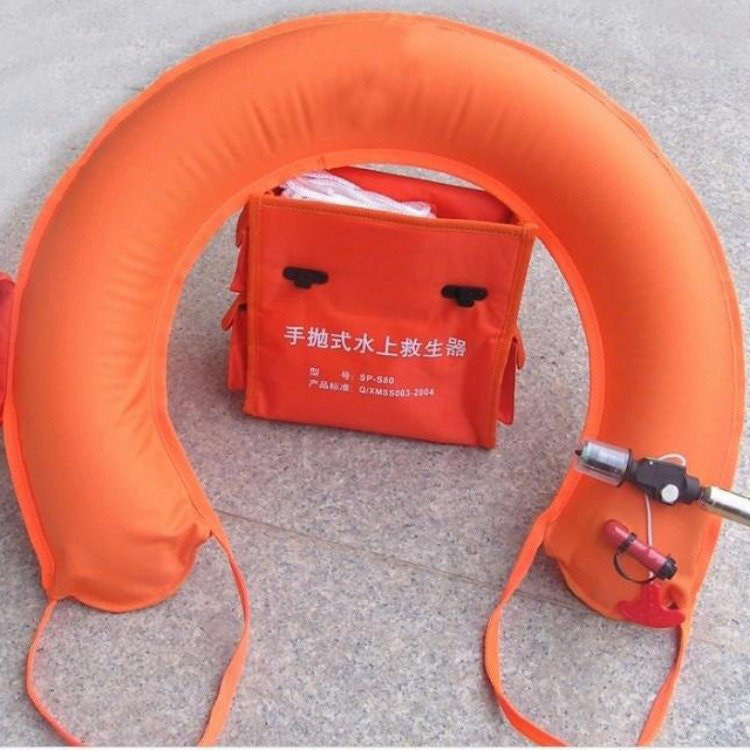 水域救援膨胀救生圈手抛式充气救生圈投掷型自动充气圈抛绳器