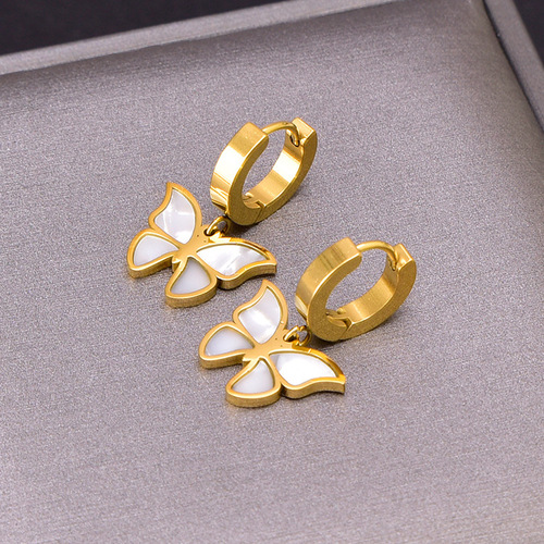 Korean style blade chain shell butterfly clavicle chain waterproof and sweat-proof girls' bracelet short earrings gold set necklace