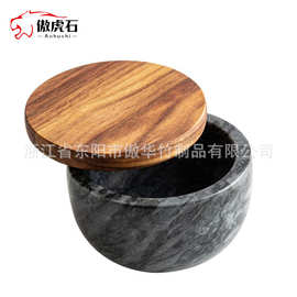 亚马逊 相思木盖子 大理石罐子带盖 大理石盐罐 调味品罐 储存罐