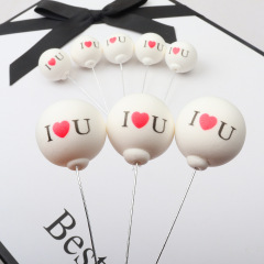 Baking cake decoration accessories soft clay style plug-in birthday dessert table decoration supplies love balloons