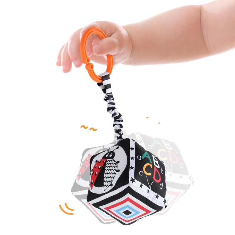 Amazon nuevo libro de tela de cama blanco y negro recién nacido con llamada BB a prueba de lágrimas bebé libro de tela cuna juguete