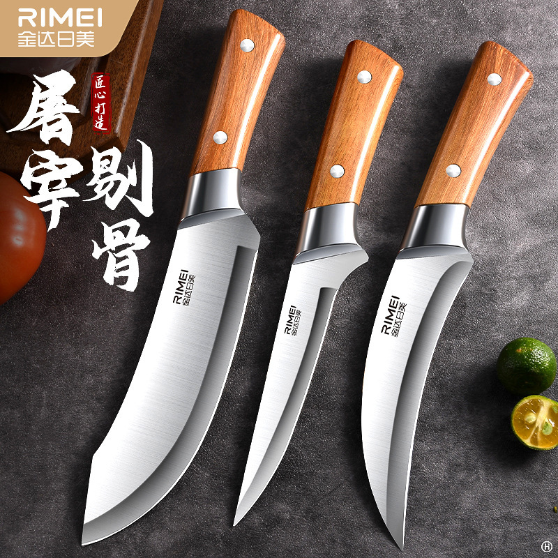 Cuchillo de corte de hueso de cocina Jinda Rimei cuchillo de corte comercial de carne de ganado cuchillo de corte de cerdo de corte de acero de alto carbono