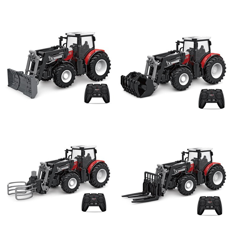 跨境农夫工程车电动玩具 2.4G无线遥控6通道充电大号拖拉机装载车