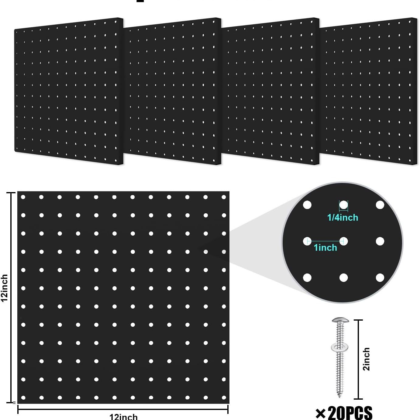 Organizador de Tablero Perforado de Metal para Pared de Metal Resistente para Garaje y Cocina