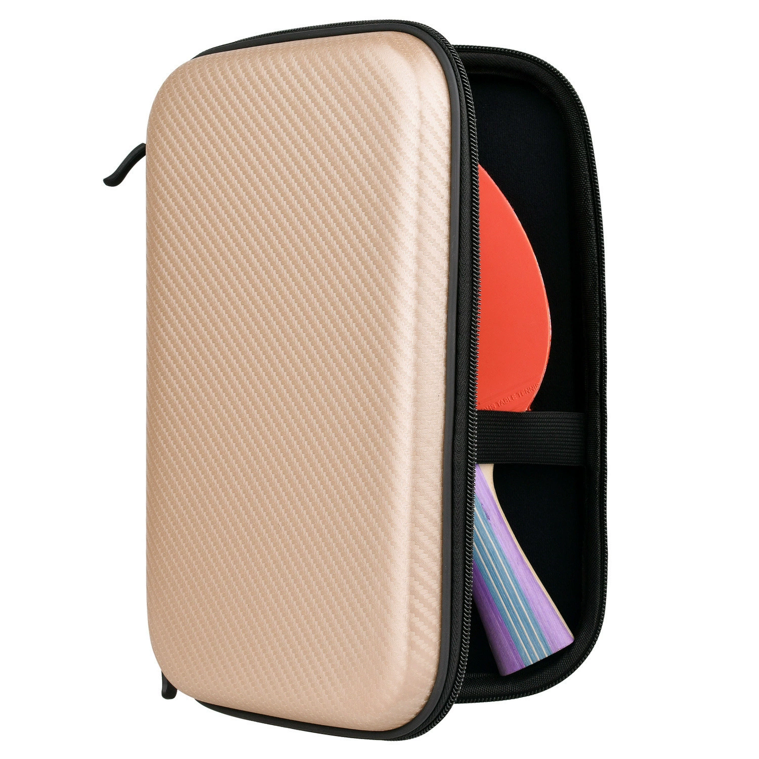Square racket for table tennis, capacious protective case