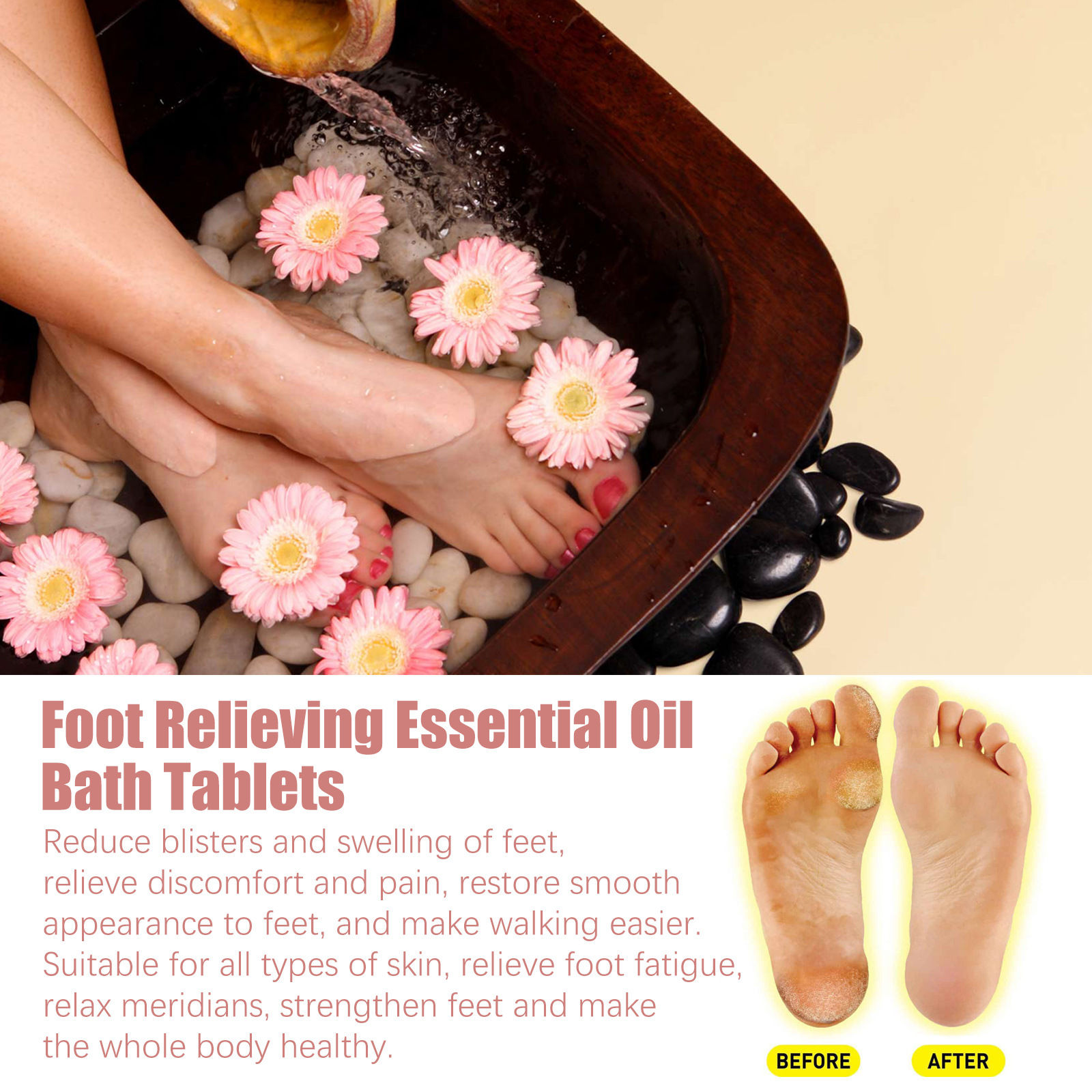 EELHOE essence brusande för kroppsrengöring, djup reparation av förhårdnader, smärtlindring och svullnad fotbadstablett_voghion.com