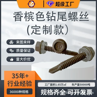 定制防腐蚀电镀香槟色钻尾螺丝 410不锈钢带垫燕尾螺钉工厂批发