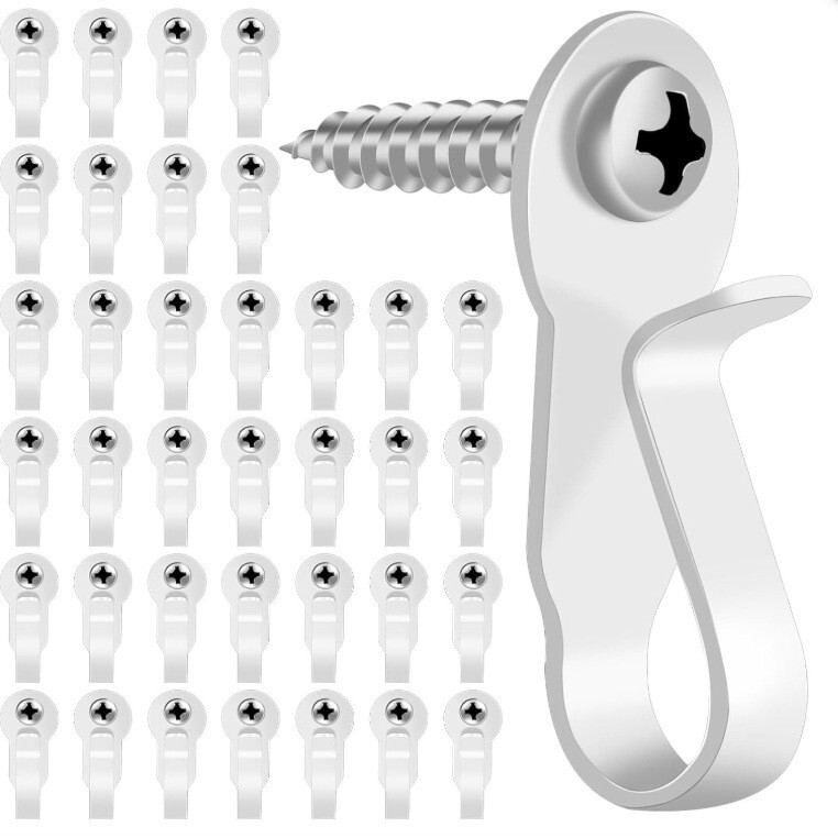 Light hook, white stainless steel screw hook for hanging outdoor lights, used for Christmas and holiday decorations