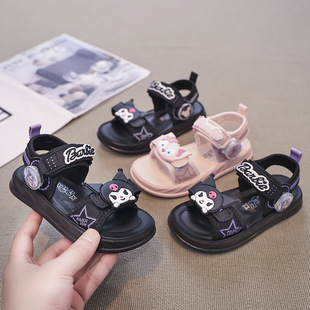 Children's Cartoon Doll Swivel Button Sandals 2025 Spring Summer Boys and Girls Letter Beach Shoes Open Toe Sandals