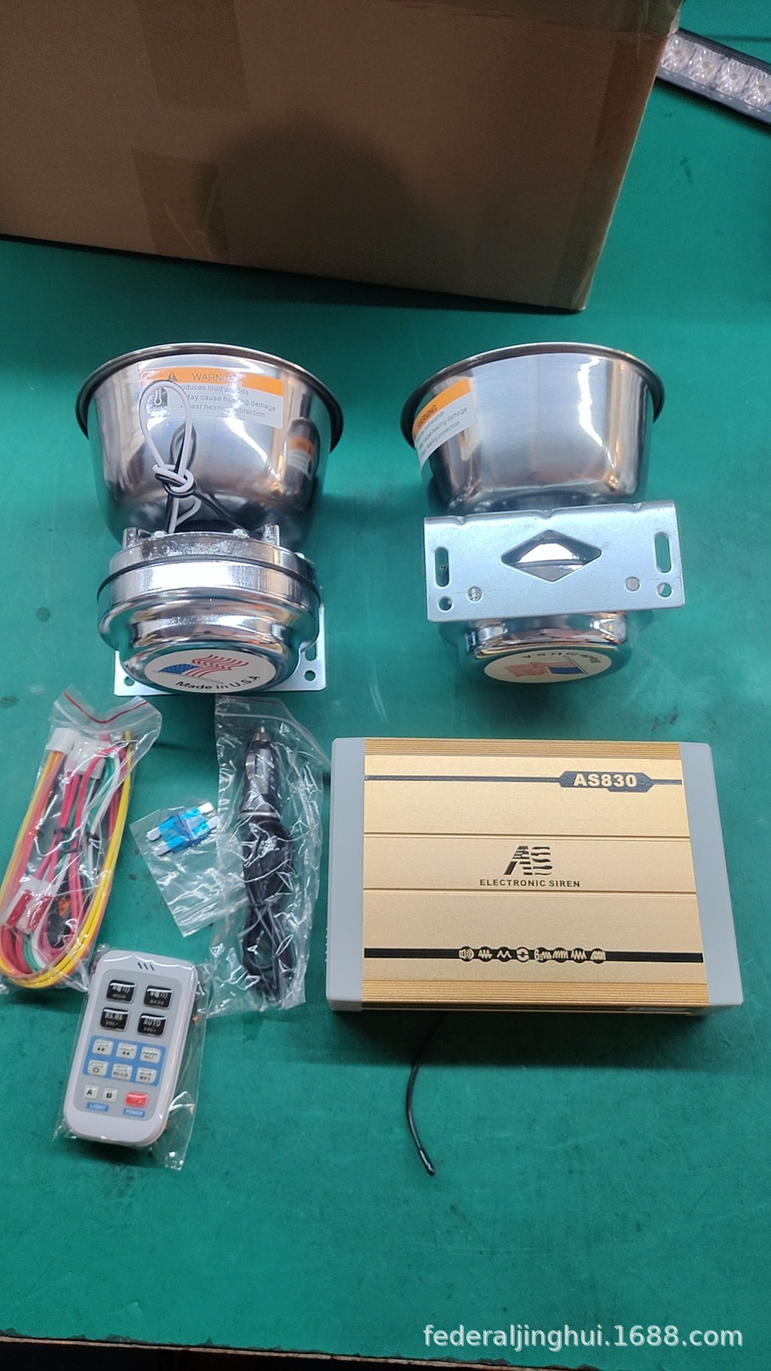 Wireless alarm 400W high-power loudspeaker car siren high-pitched horn AS830NG+ with heat dissipation round mouth speaker