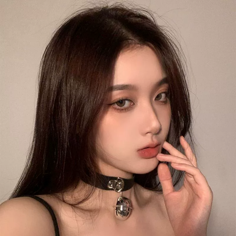 Bell Choker Necklace, Small Bell with Chain, Leather or Rope Styles, 43 cm Length