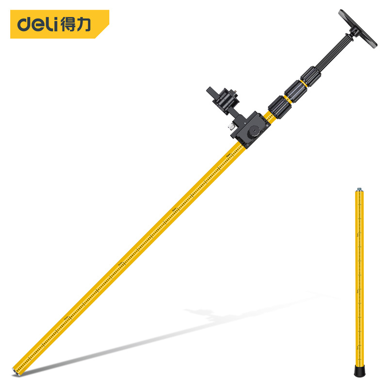 得力工具激光水平仪升降支撑杆3.6m/4.2m/4.8m伸缩杆加厚钢管