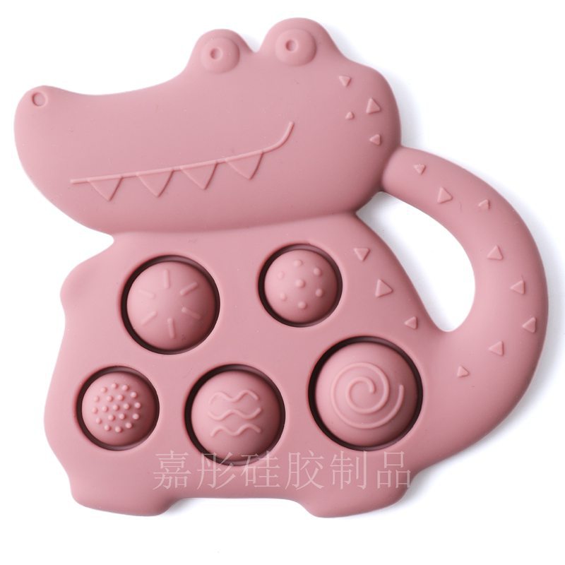 Silicone crocodile teether leather powder