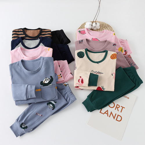 Children's underwear set, pure cotton, medium and large children's autumn clothes, pure cotton, boys and girls, autumn and winter teenager pajamas set