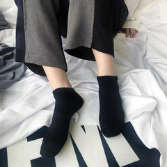 Pure Color Black and White Gray Summer Trend Boat Socks Japanese Street Style Pure Cotton Sports Casual College Style Unisex Matchable Socks