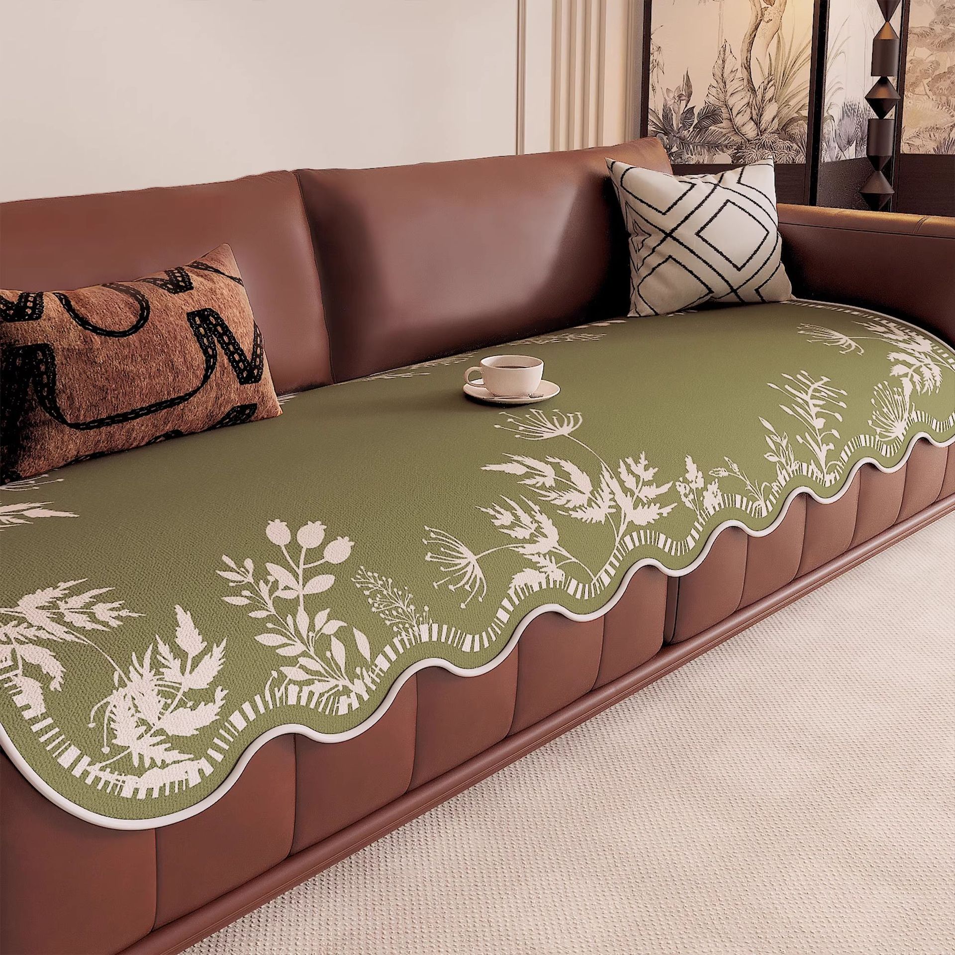 Cojín de sofá retro anti-gato 2025 nuevo cojín de chenilla irregular de forma especial, cubierta antideslizante fija, tela