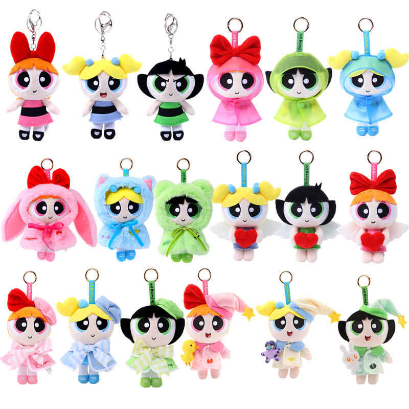 Authentic Powerpuff Girls Plush Doll Pendant Keychain Pendant Cartoon Popular Doll Girl Heart Gift