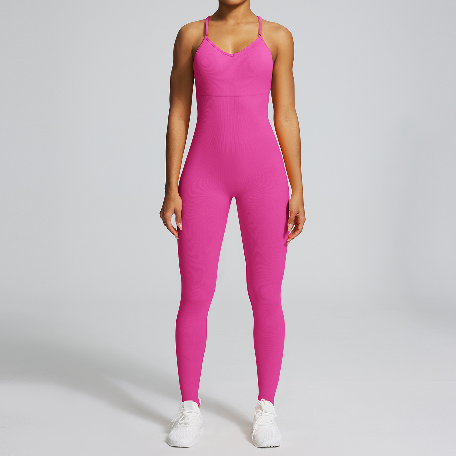 Ropa de una pieza de yoga sin costuras europea y americana, tirantes femeninos, una pieza de fitness, baile, deportes, ropa de una pieza ajustada, ropa de yoga
