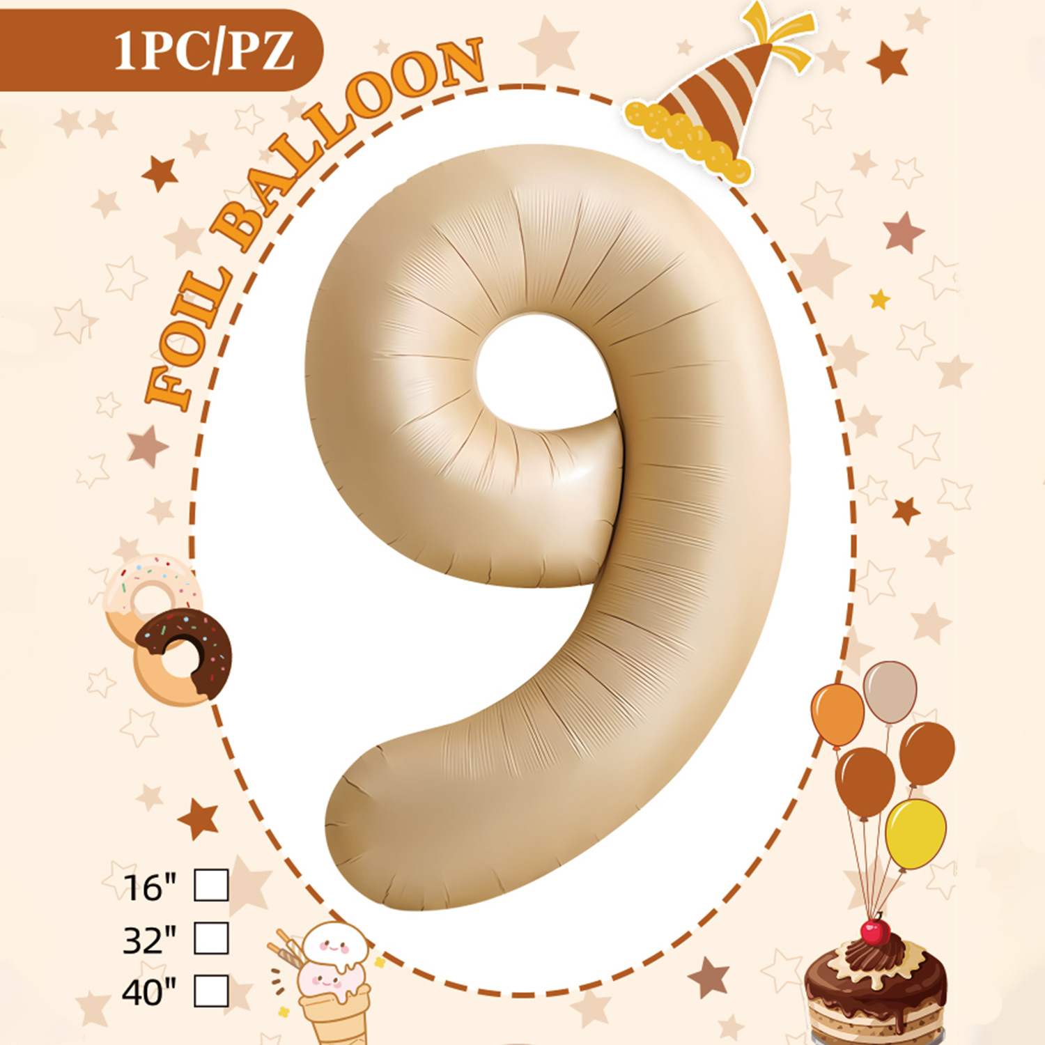 Embalaje de tarjeta de papel independiente digital de cumpleaños impreso en blanco de 32 pulgadas, decoración de fiesta de la versión estadounidense, película de aluminio, decoración de globos de papel de aluminio