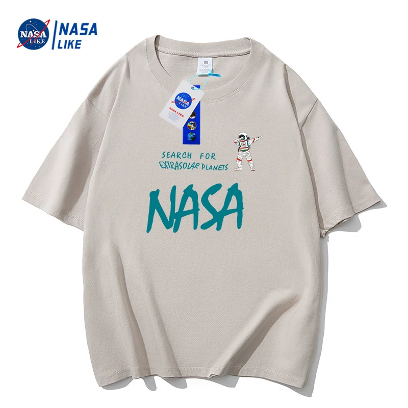 Футболка с коротким рукавом (NASA) — летный хлопок-шелк смесь, комфортная для тела, размеры M–4XL