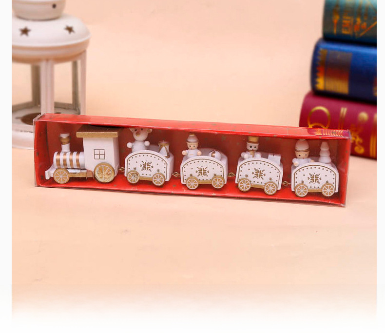 Piiriülesed jõulukaunistused puidust neljaosaline rong laste pühadekingitused akna töölaua ehted_voghion.com