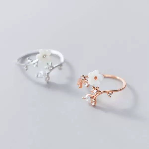 Cross-Border Ring for Women, Micro-Encrusted, Sweet and Versatile Flower Open Ring, Sparkling Diamond, Temperament, Bestie Gift, Small Fresh Ring