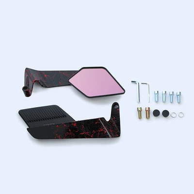Kawasaki Ducati Wide-View Blade | Motorcycle rearview mirror - artistic-pattern-black-mirror-case-black-purple-mirror