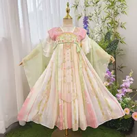 Летнее платье для девочек Hanfu, новинка 2025 года, платье для девочек в китайском стиле, летнее детское платье в древнем стиле, супер фея, детский костюм Тан.