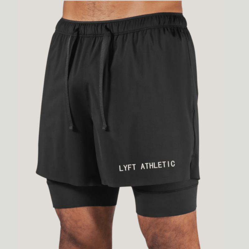 Summer Sports Basketball Shorts for Men, Knee-Length Double-Layer Anti-Exposure Running Training Elastic Quick-Drying Sports Double-Layer Shorts