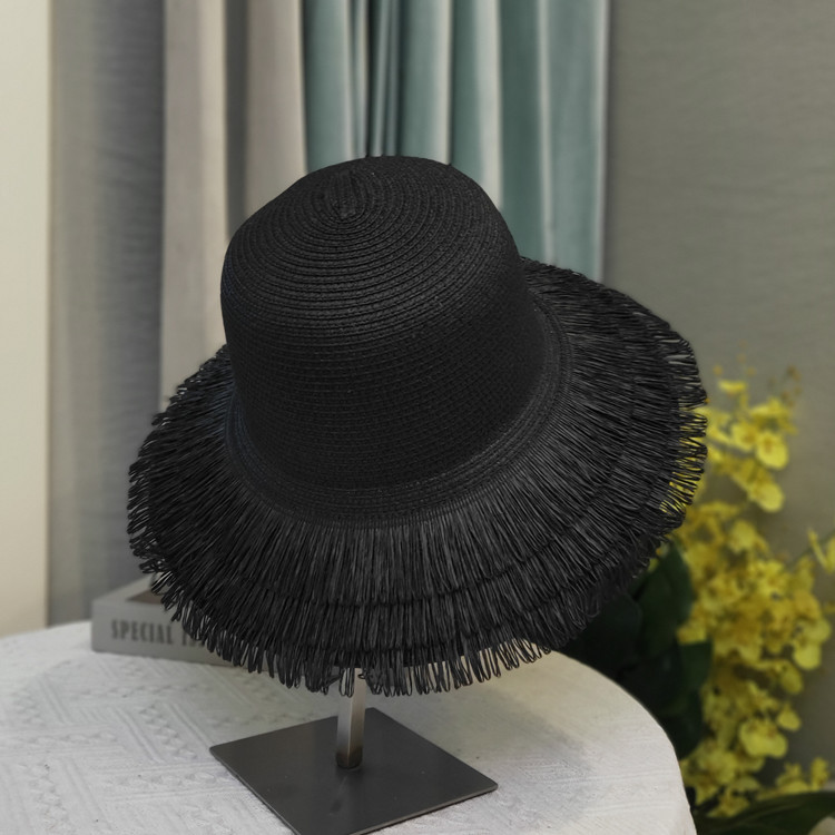 Straw Material Women's Simple Style Classic Style Solid Color Flat Eaves Straw Hat