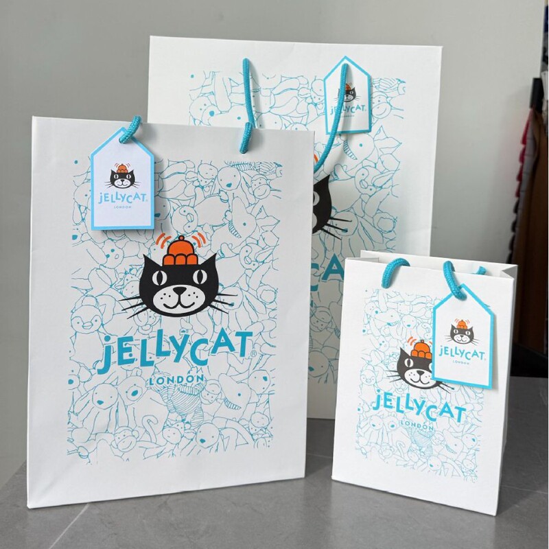 Jellycat Blue Full Printed Packaging Tote Bag with Drawstring Hand-Held Gift Bag White Cardboard Packaging Tote Bag