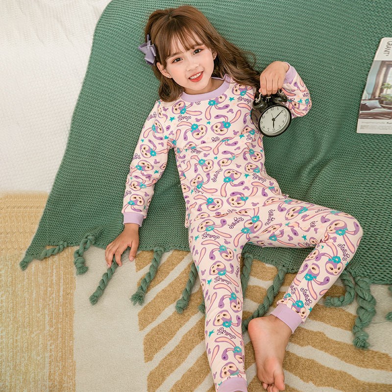 Niñas ropa interior de algodón traje Otoño e Invierno ropa de casa niños dibujos animados estrella Dai Lu Qiu manga larga Niña de manga larga Pijamas