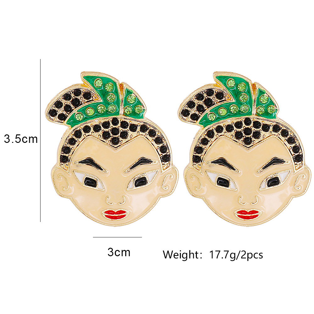 ins style personality cartoon character portrait earrings fashion creative drip oil earrings wholesa