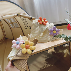 Cute Baby Sun Hat with Pastoral Flower Design, Girls' Visor, Straw Summer Sun Protection Cap for Kids