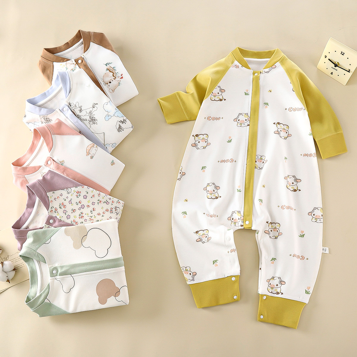 Children's Sleeping Bag Spring & Fall Baby Anti-Kick Quilt New Baby Jumpsuit Boneless Crawling Suit Pure Cotton Split-Leg Sleeping Bag for Women
