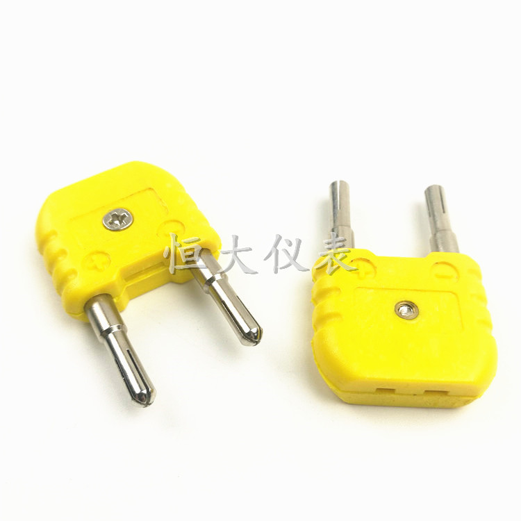 K型热电偶插头 万用表测温插头 香蕉插脚温度传感器接头黄色