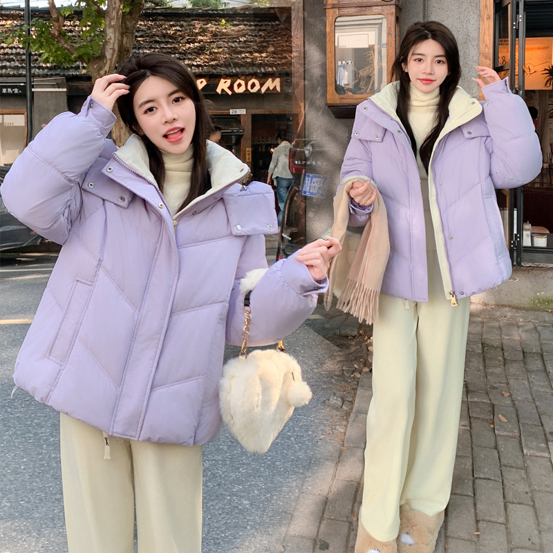 Chaqueta de algodón de pluma para mujeres 2024 invierno nuevo estilo holgado versátil coreano chic nicho suave chaqueta de algodón con capuz