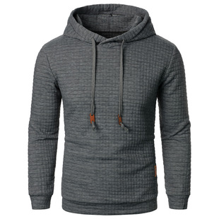 Autumn and winter new European and American men's jacquard sweater long sleeve hoodie warm color hooded sports top