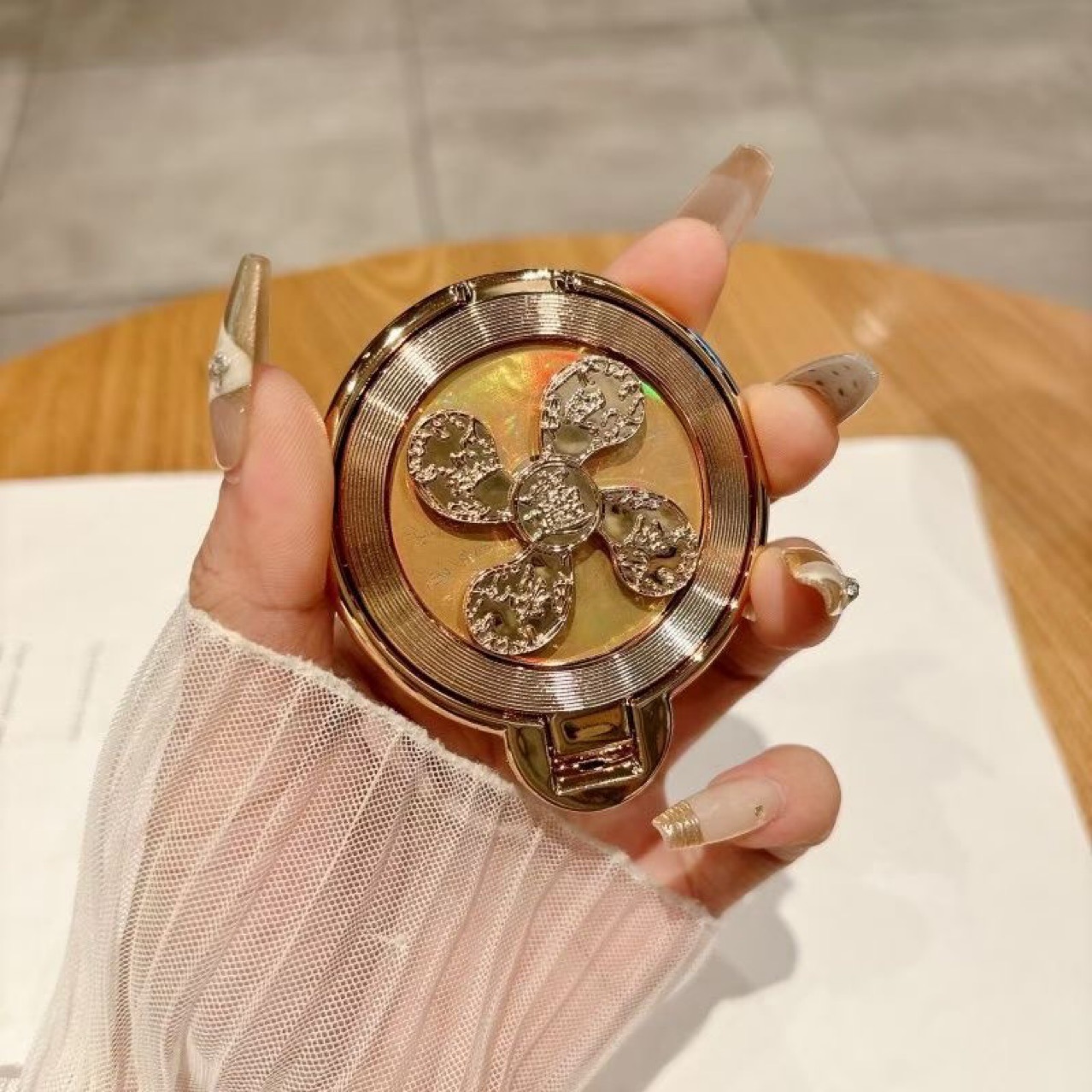 Trendy Cd Pattern Rotating Phone Stand Ring Holder Desktop Foldable Practical Horizontal and Vertical Dual-Use Binge-Watching Gadget